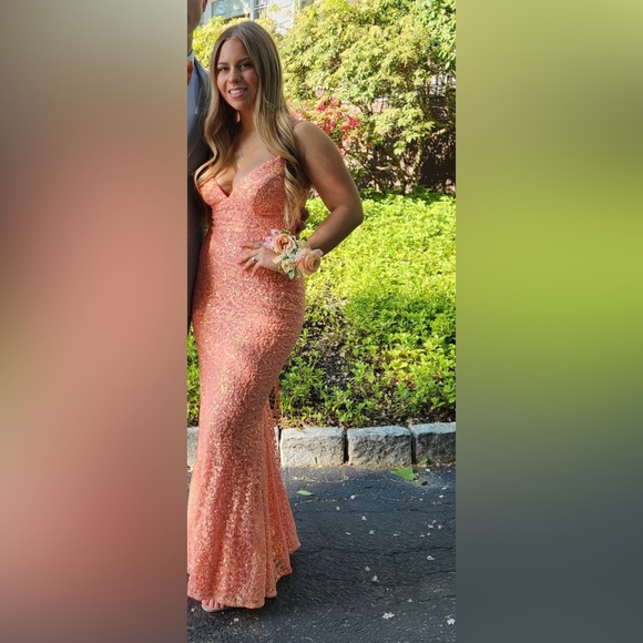 orange/salmon color Prom Dress - Picture 2 of 5